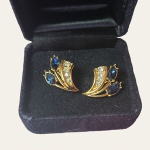 CHUNKY Zirconia Gold Tone Earrings 💙🌴